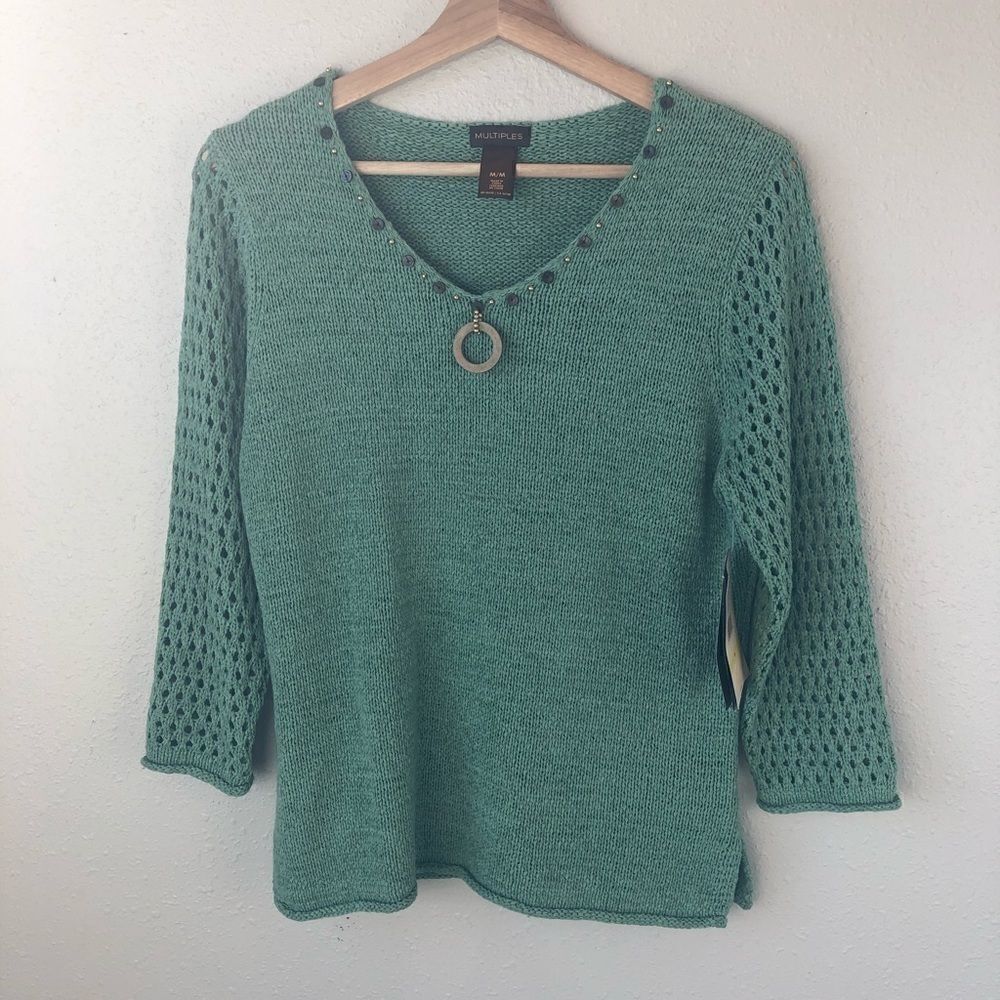NWT Multiples Green Sweater Size M